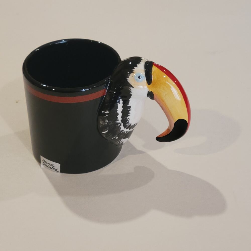 Vintage 1986 Bergschrund  Seatle Toucan Mug Cup Hand painted New, with box